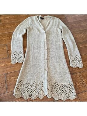 BCBG Maxazria Crochet Cardigan/ Sweater Button Down Size Medium